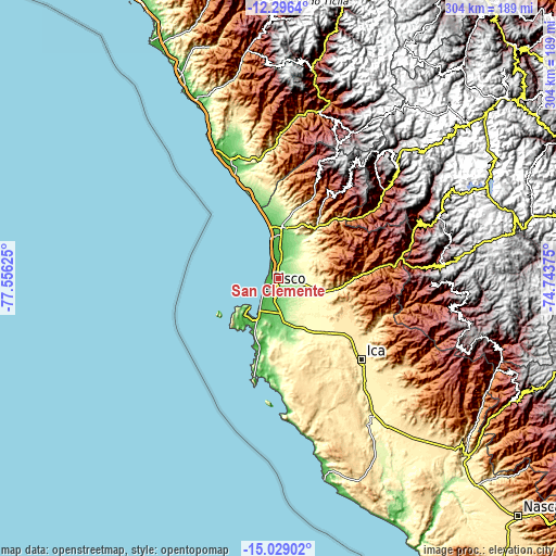 Topographic map of San Clemente
