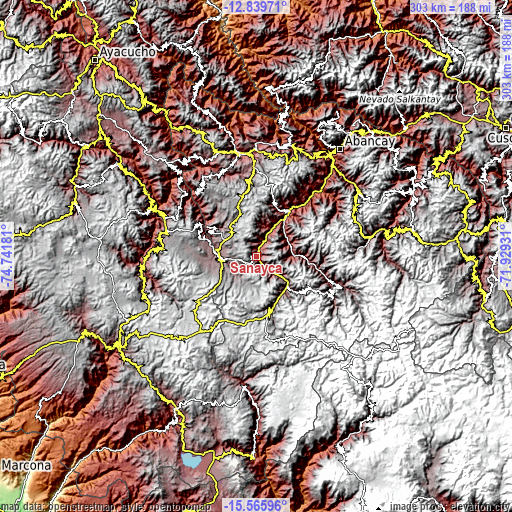 Topographic map of Sañayca