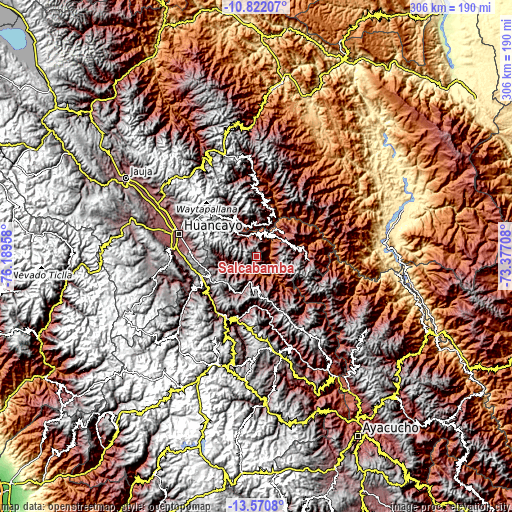 Topographic map of Salcabamba