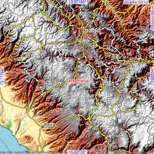 Topographic map of Sacsamarca