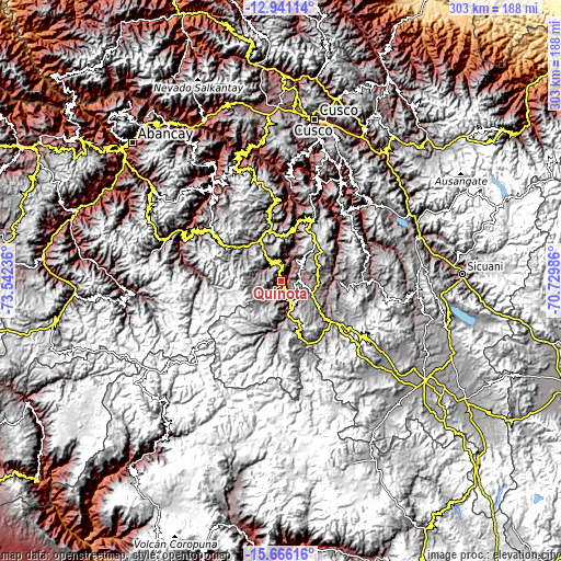 Topographic map of Quiñota