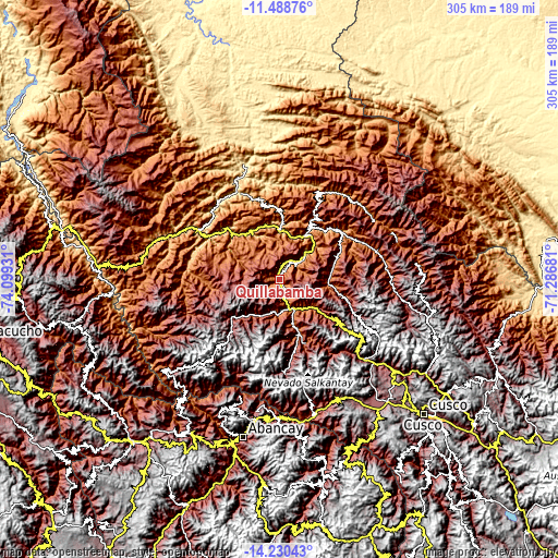 Topographic map of Quillabamba