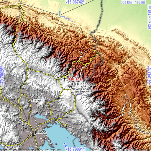 Topographic map of Quiaca