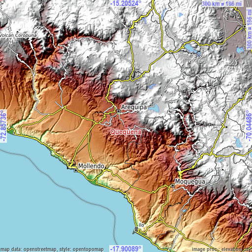 Topographic map of Quequeña