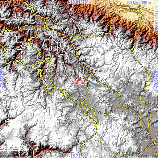 Topographic map of Quehue
