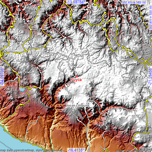 Topographic map of Puyca