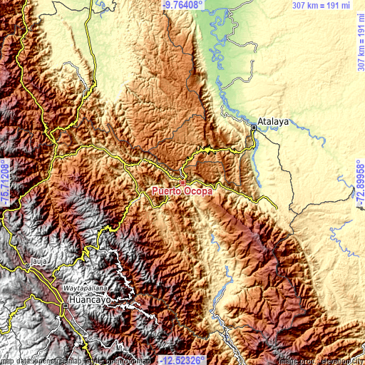 Topographic map of Puerto Ocopa