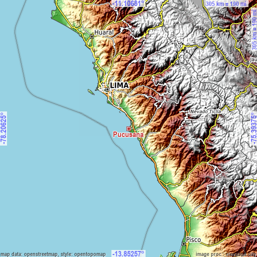 Topographic map of Pucusana