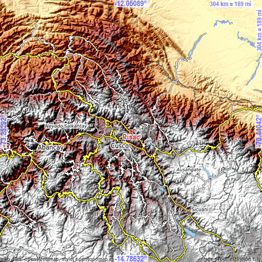 Topographic map of Pisac