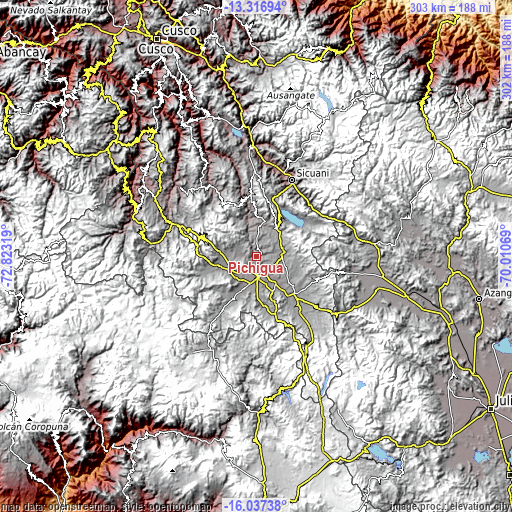 Topographic map of Pichigua