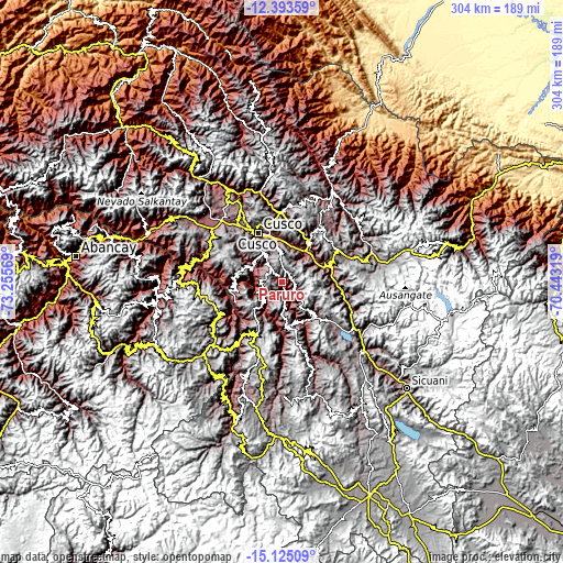 Topographic map of Paruro