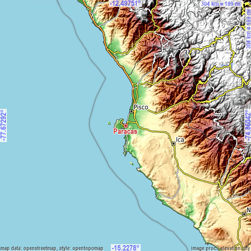 Topographic map of Paracas