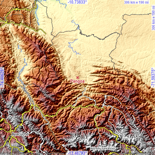 Topographic map of Pangoa