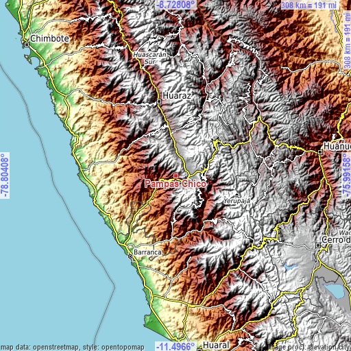 Topographic map of Pampas Chico