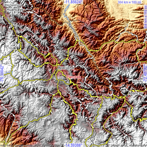 Topographic map of Pampas