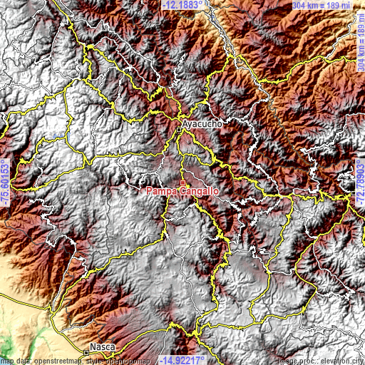 Topographic map of Pampa Cangallo