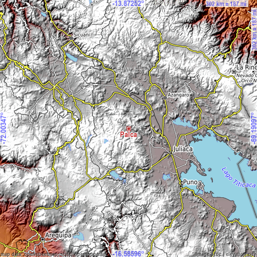 Topographic map of Palca