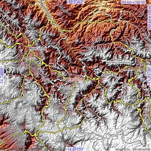 Topographic map of Pacucha