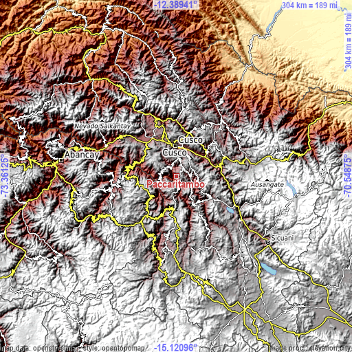Topographic map of Paccaritambo