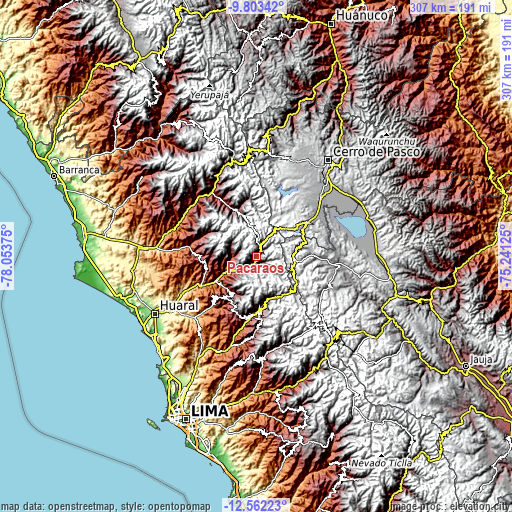 Topographic map of Pacaraos