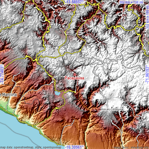 Topographic map of Pacapausa