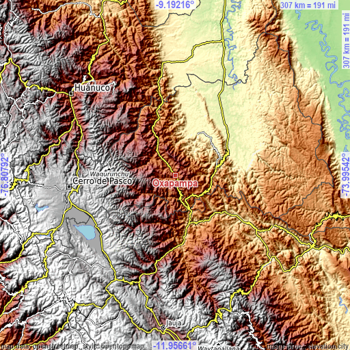 Topographic map of Oxapampa