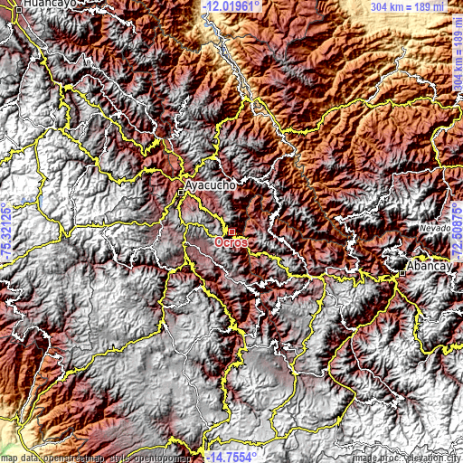 Topographic map of Ocros