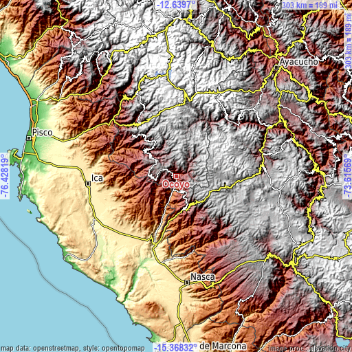 Topographic map of Ocoyo