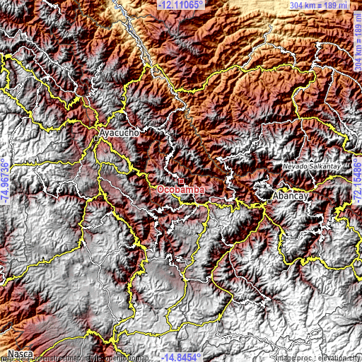 Topographic map of Ocobamba