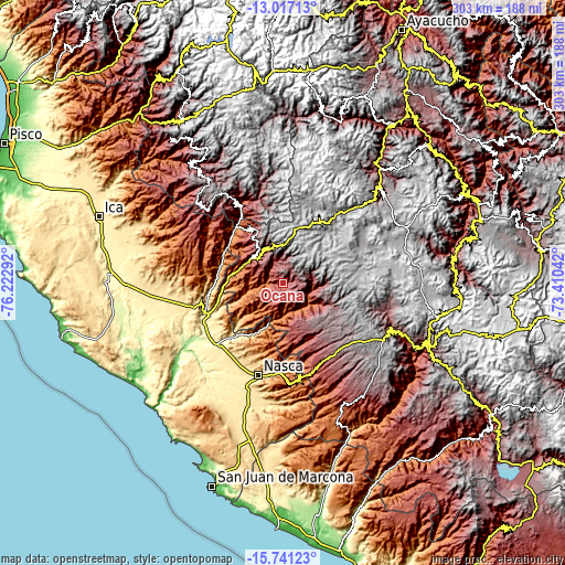 Topographic map of Ocaña
