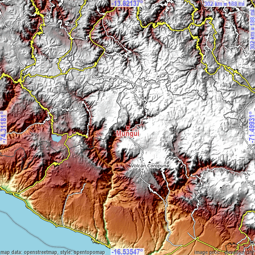 Topographic map of Mungui