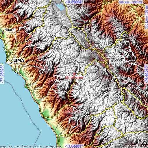 Topographic map of Miraflores