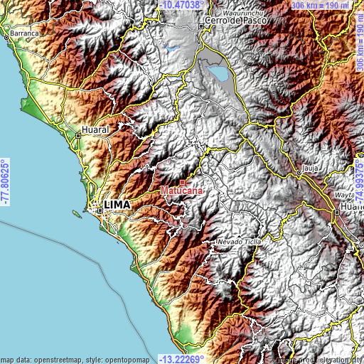 Topographic map of Matucana