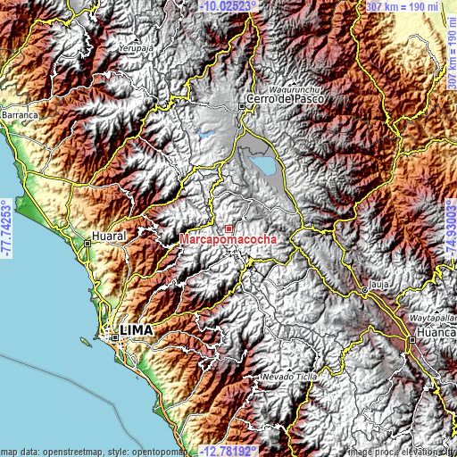 Topographic map of Marcapomacocha