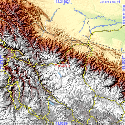 Topographic map of Marcapata