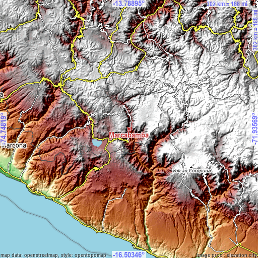 Topographic map of Marcabamba