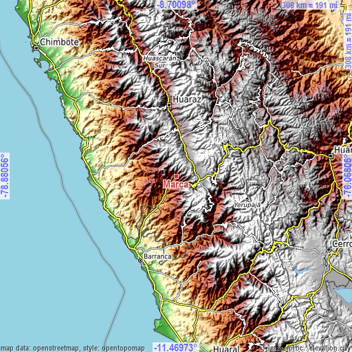 Topographic map of Marca