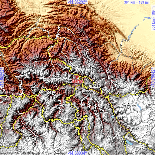 Topographic map of Maras