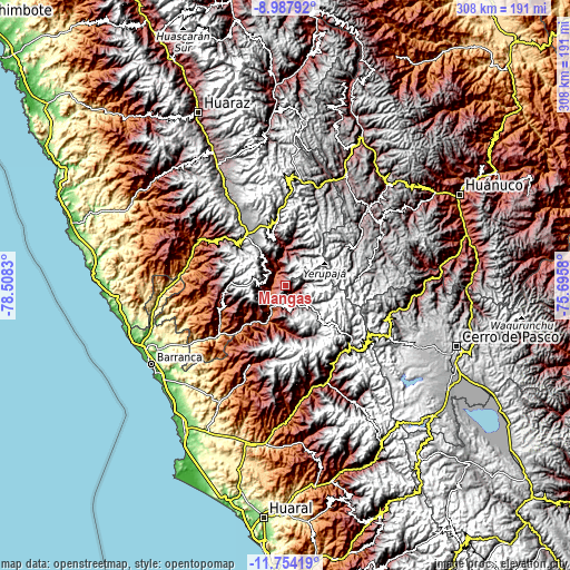 Topographic map of Mangas