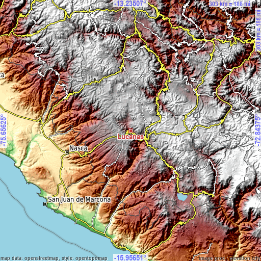 Topographic map of Lucanas