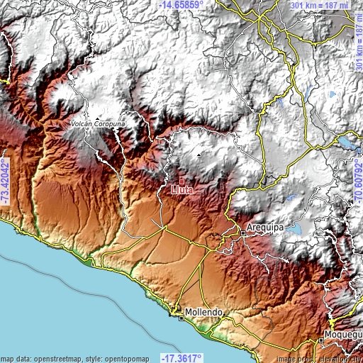 Topographic map of Lluta