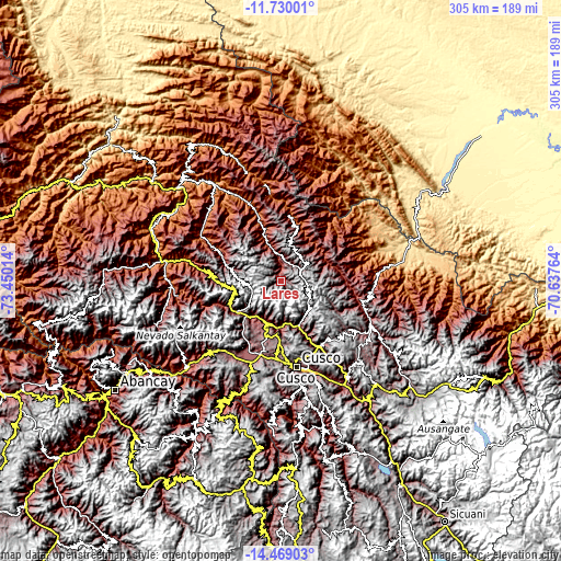 Topographic map of Lares