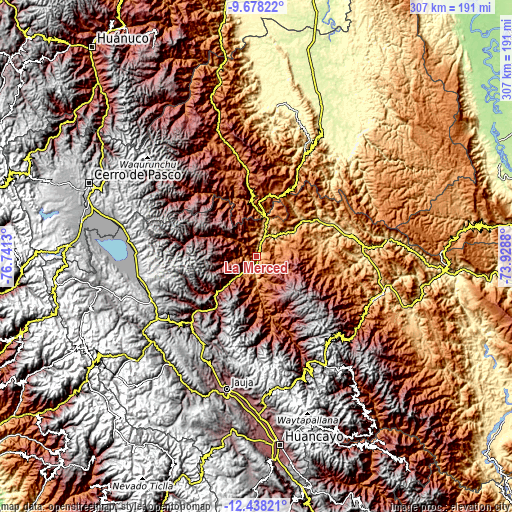 Topographic map of La Merced