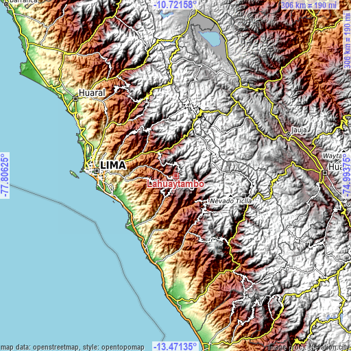 Topographic map of Lahuaytambo