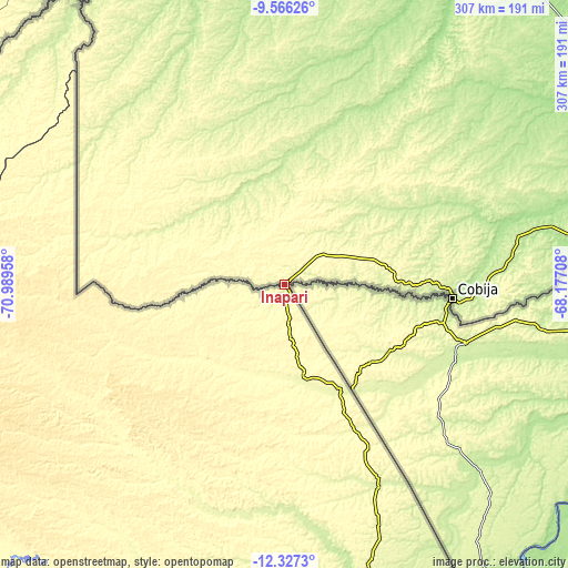 Topographic map of Iñapari