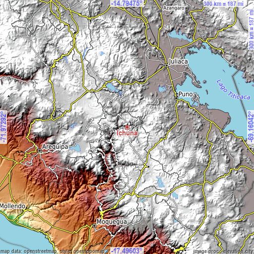 Topographic map of Ichuña