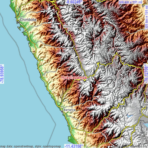 Topographic map of Huayllapampa