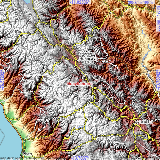 Topographic map of Huayllahuara