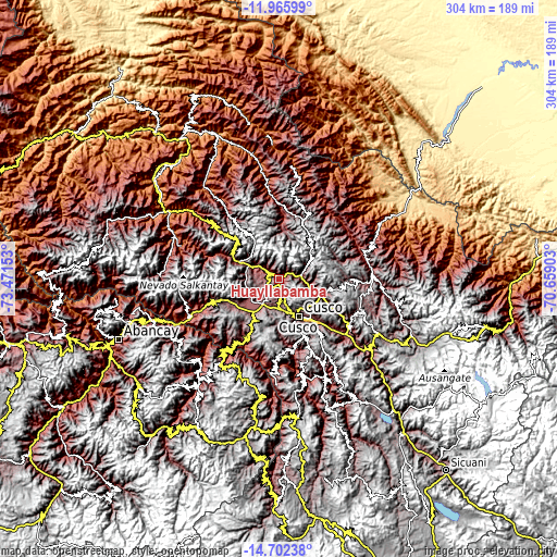 Topographic map of Huayllabamba