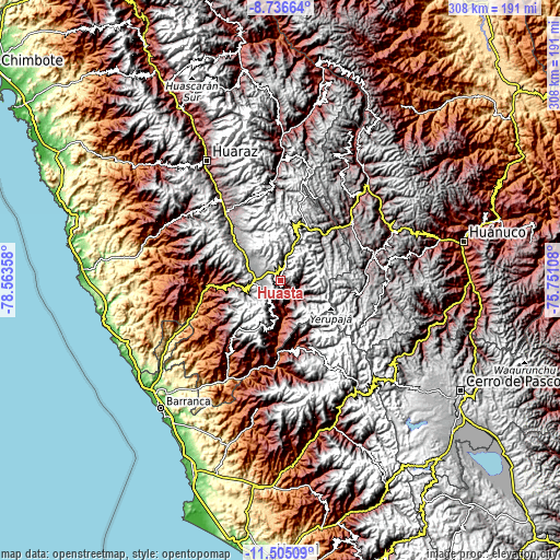 Topographic map of Huasta